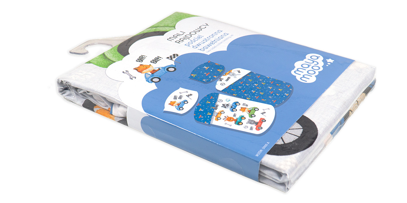 Pościel 100x135 cm auta beep niebieskie 